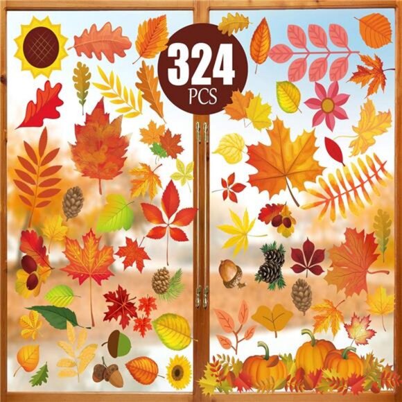 Fall Decorations - Thanksgiving Window Clings for Glass, 324 PCS Window - Picture 1 of 7